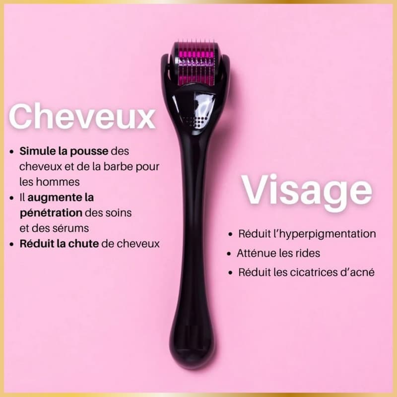 Dermaroller Visage- Corps & Cuir Chevelu – Stimule le Collagène